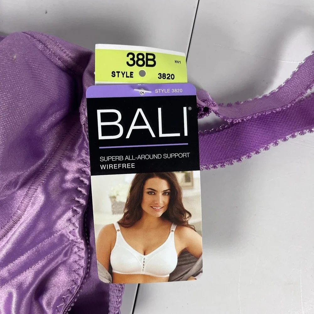 Bali Classic Support Cool Comfort Wirefree‎ Bra 3820 Rustic Berry 38B NWT Satin